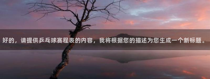  678体育官方版app下载安装：好的，请提供乒乓球赛程表的内